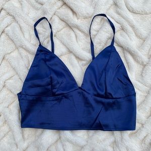 Blue silky crop top